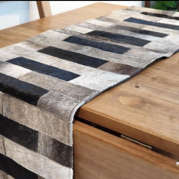 Natural Cowhide Patchwork Table Runner - Picture 2 of 8